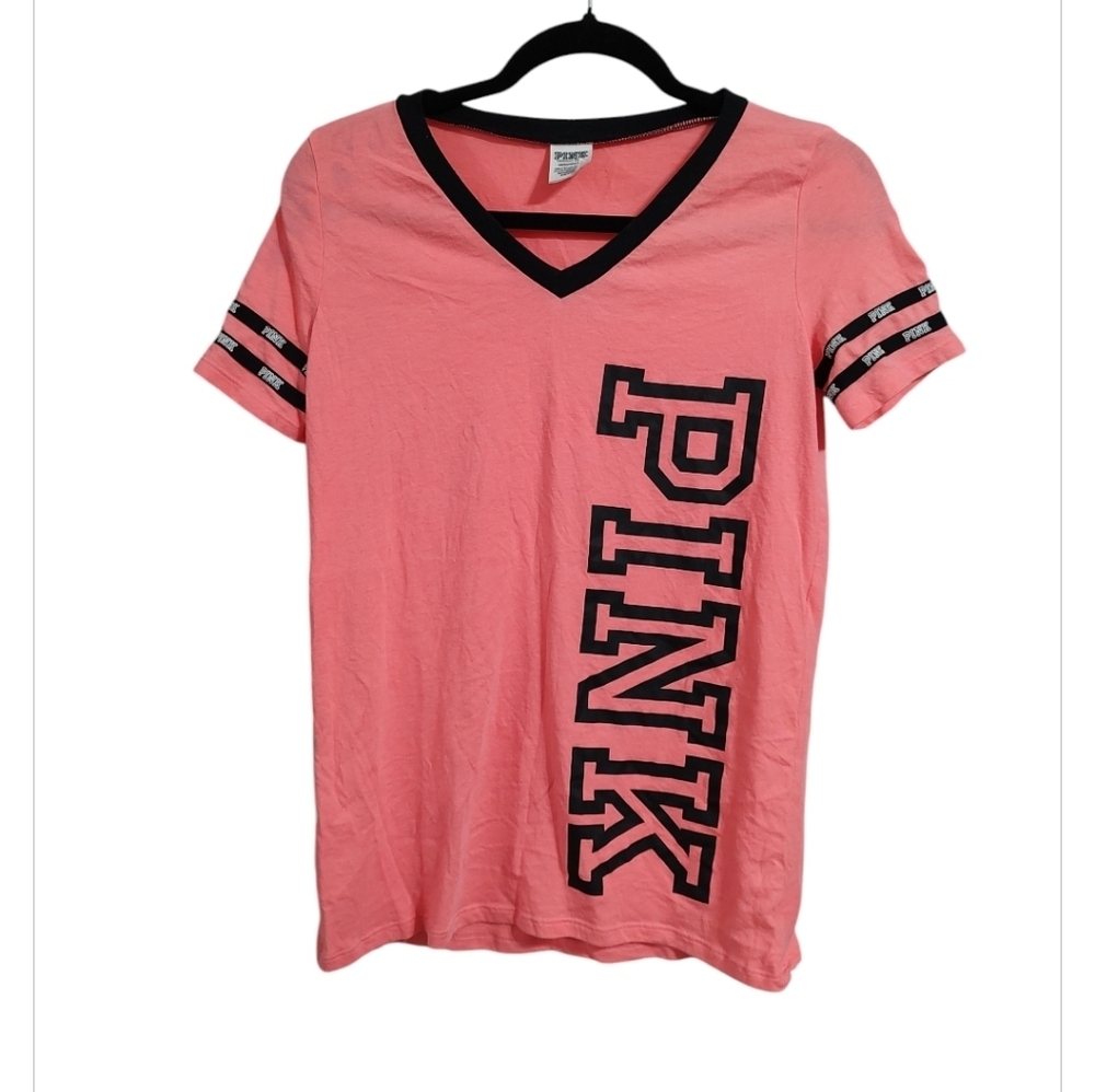 PINK Victoria's Secret Coral and Black Tee